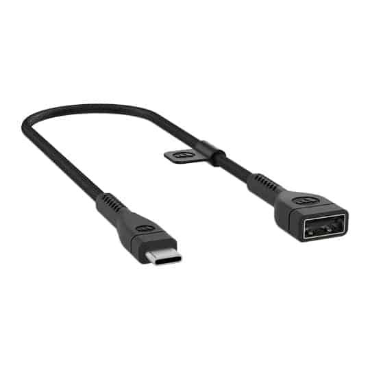 Mophie PRO USB-C to USB-A Female Adapter Heavy Duty Cable Black 5"